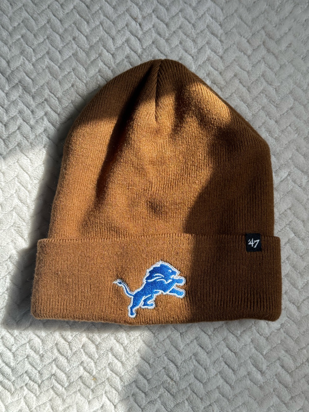 Carhartt/47 Collaboration Brown Beanie with Embroidered Detroit Lion’s Logo